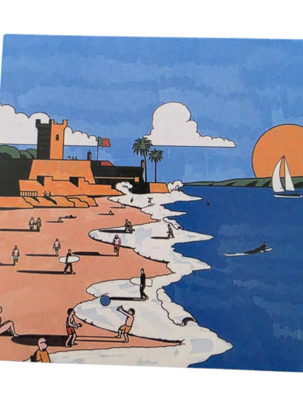 Beach Scene Japanese illustrator Hiroshi Nagai Cardboard Small Print